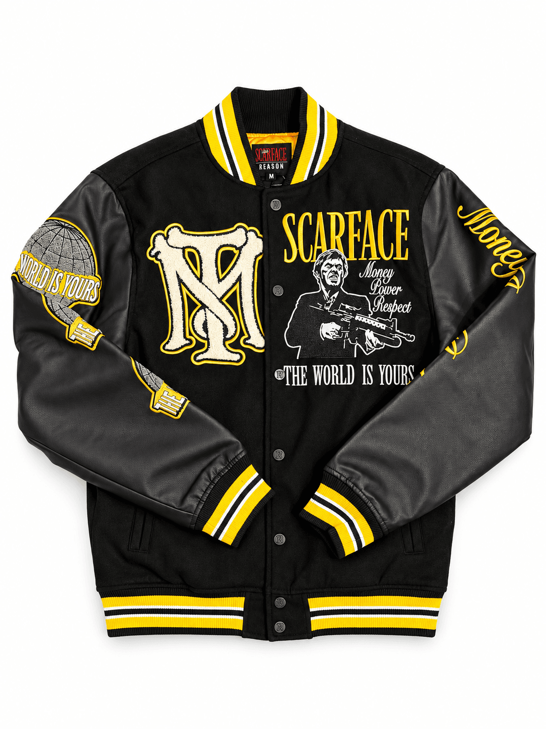 Chaqueta varsity Scarface negra y amarilla