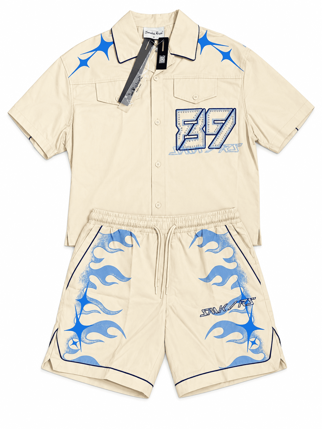 Conjunto Smoke Rise crema y azul número 87