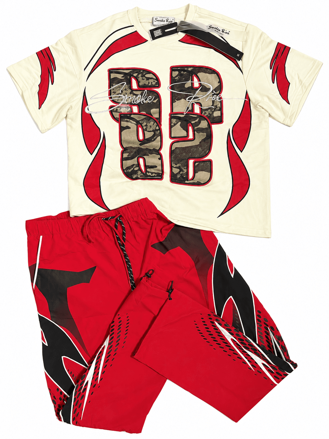 Conjunto Smoke Rise crema y rojo