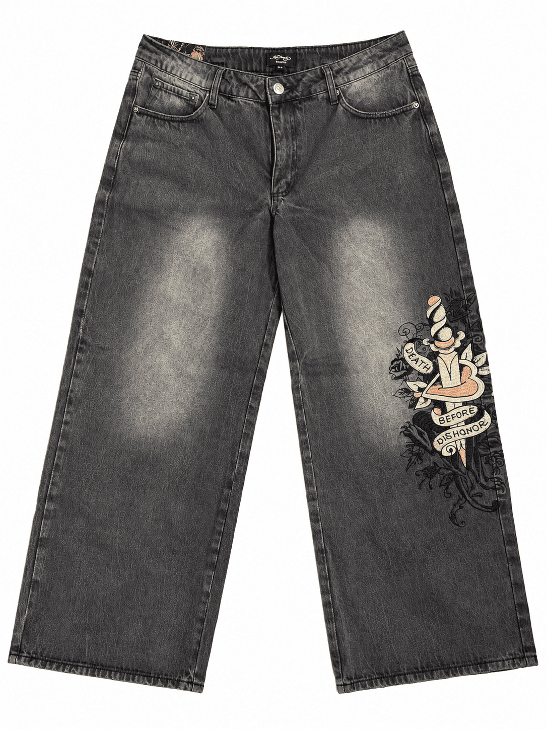 Jean ancho negro Death Before Dishonor