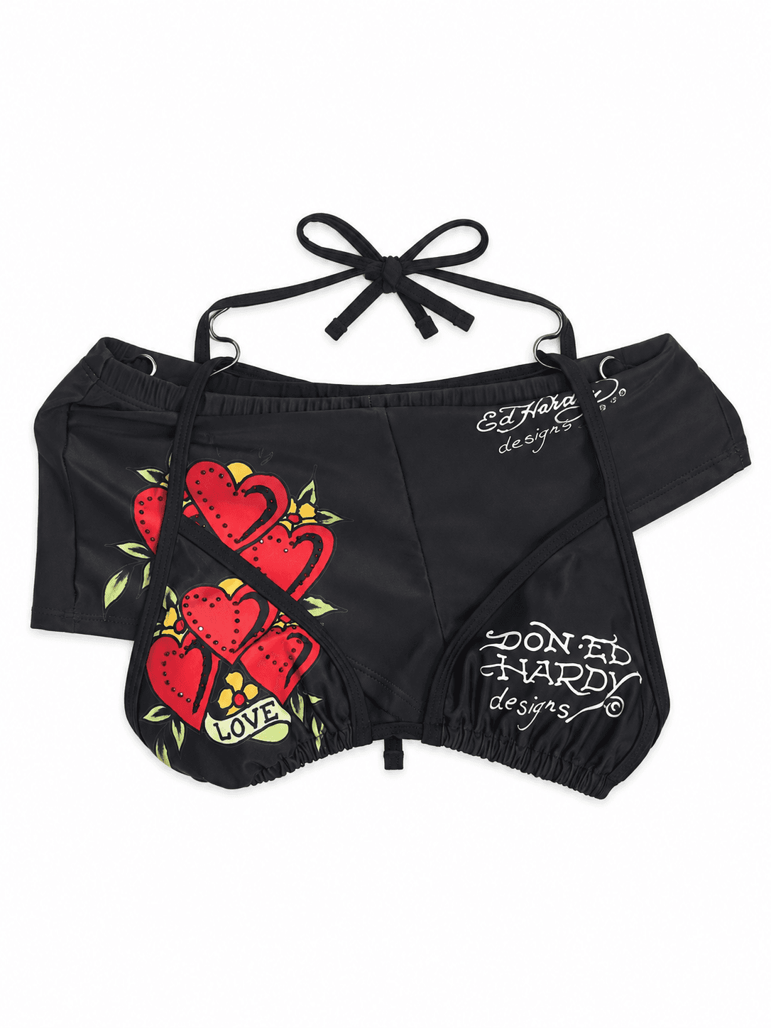 Top Ed Hardy negro con corazones