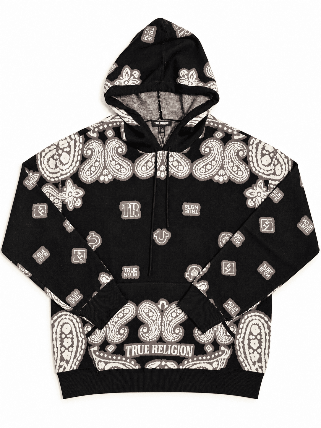 Buzo con capucha True Religion negro paisley