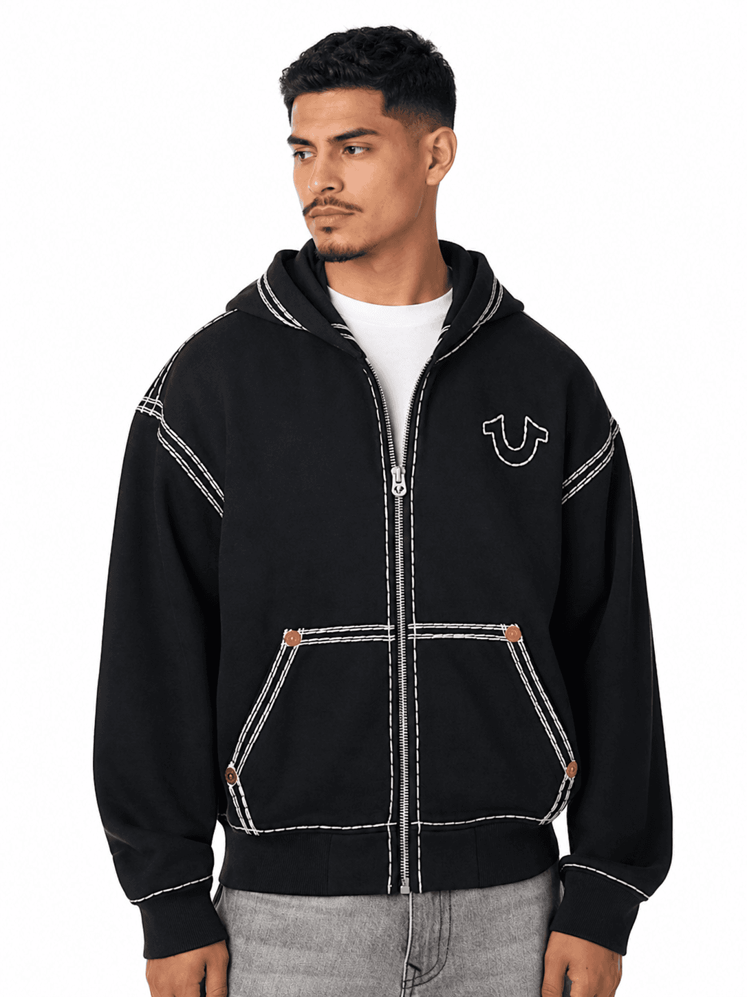 Buzo True Religion negro con cierre