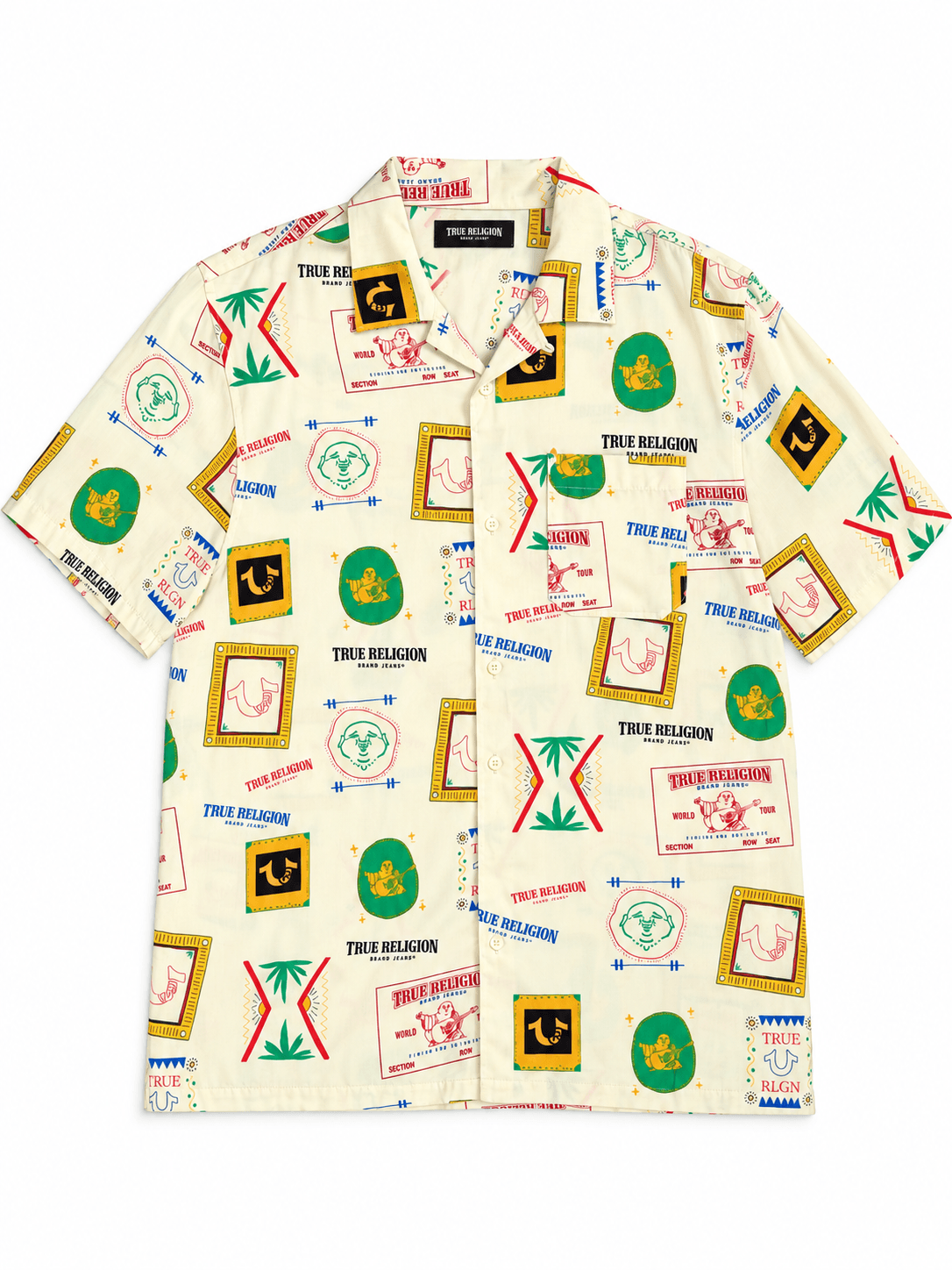 Camisa True Religion estampada crema