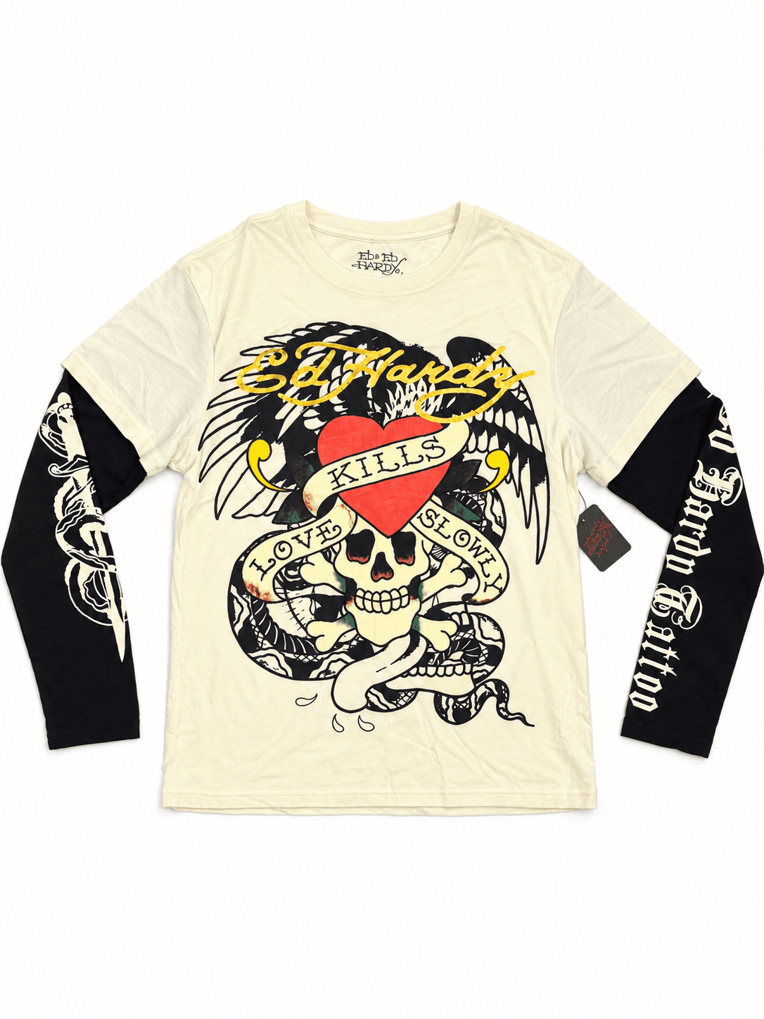Camiseta Ed Hardy manga larga crema
