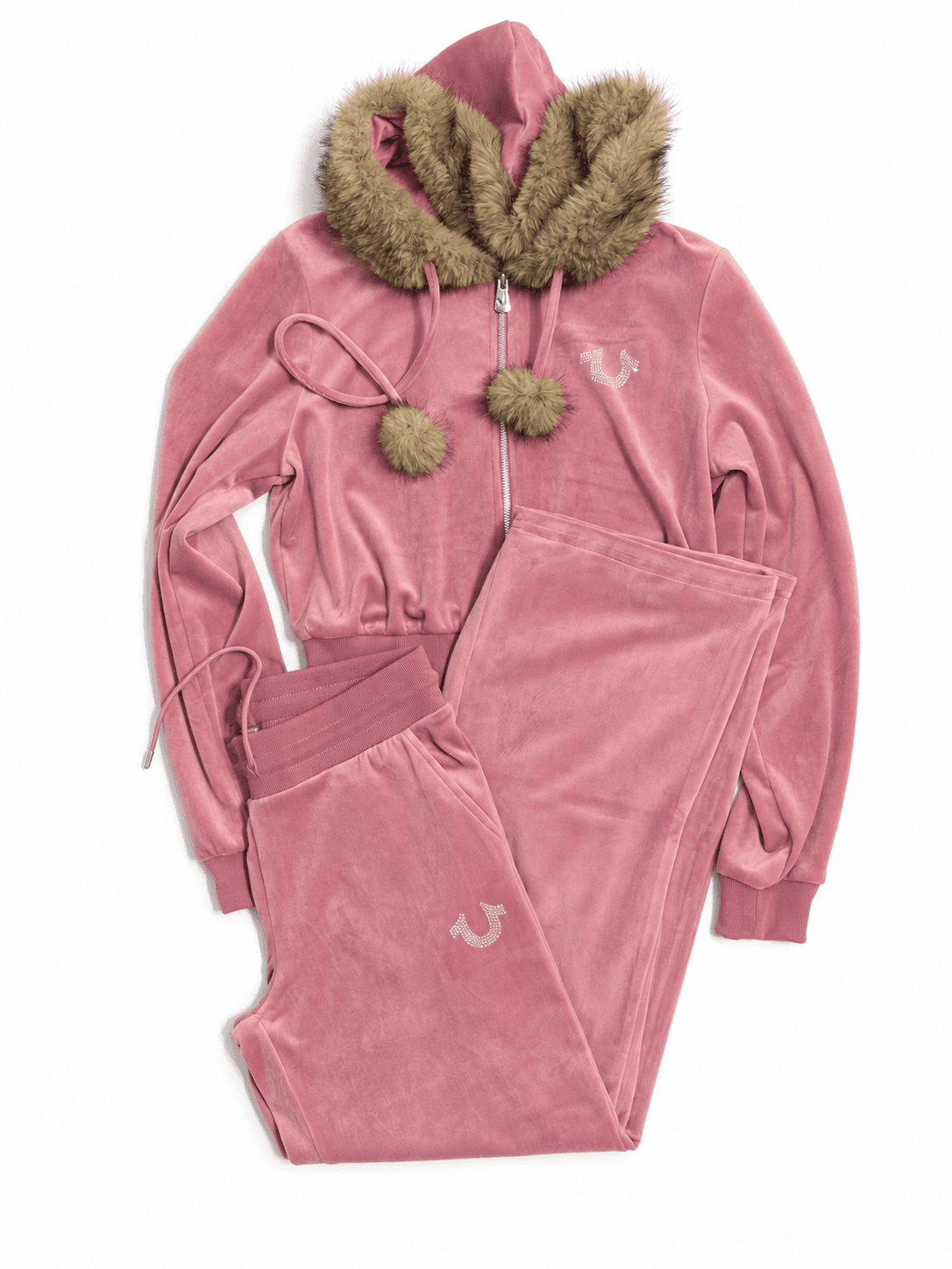 Conjunto deportivo True Religion rosa con capucha