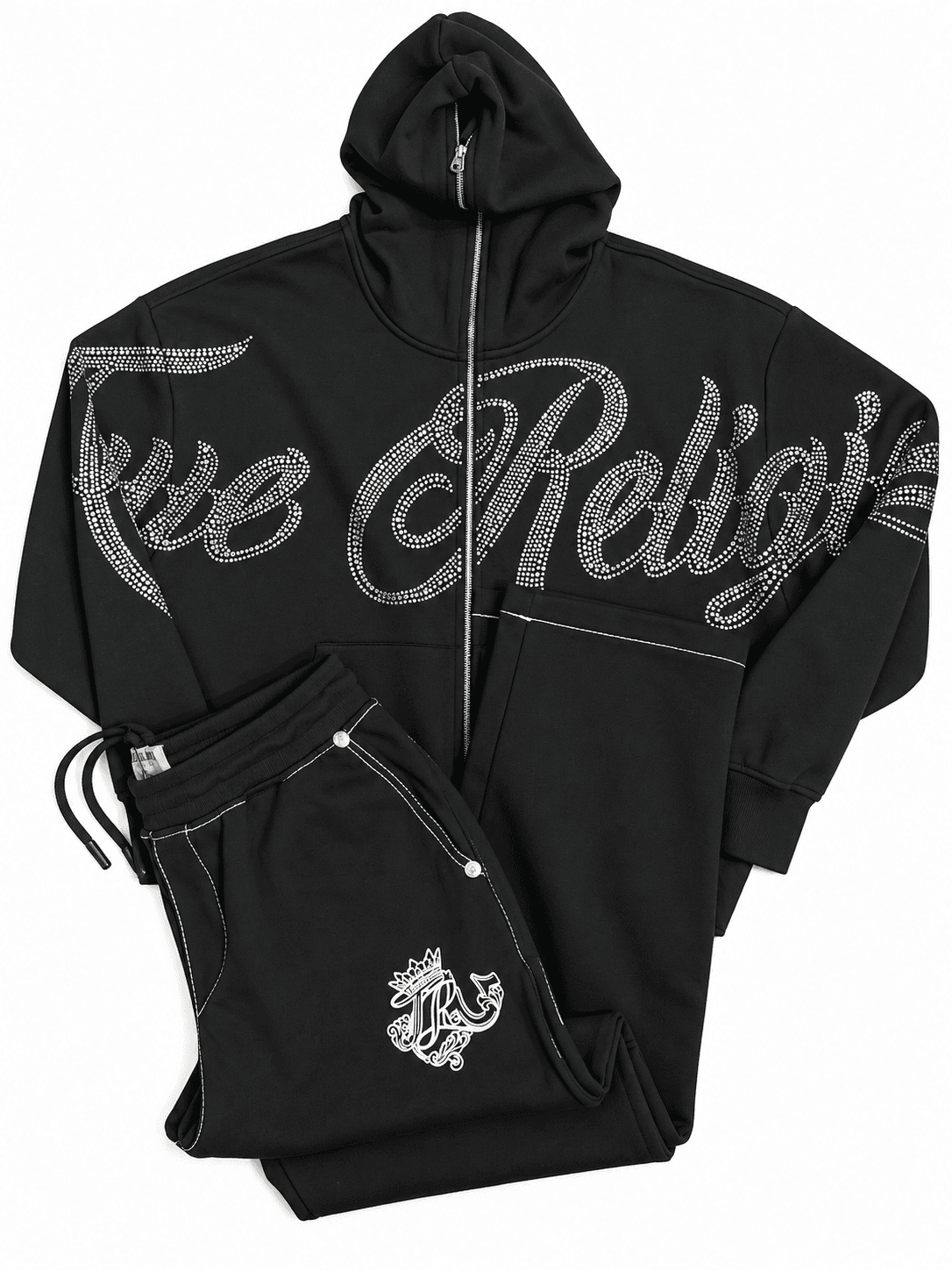 Conjunto True Religion negro con pedrería
