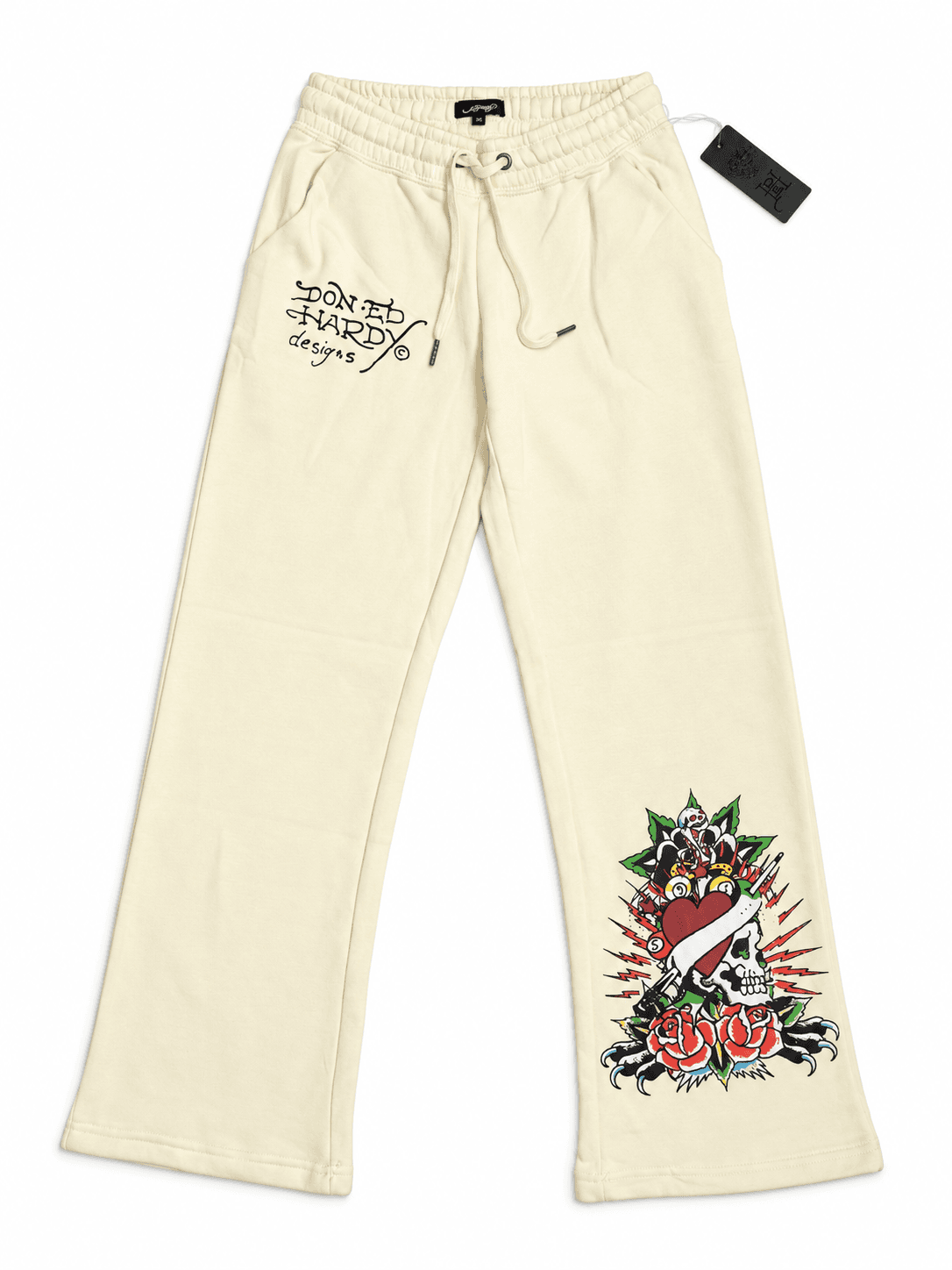 Pantalón Ed Hardy crema con estampado de calavera